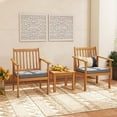 thumbnail image 2 of Costway 3 Piece Acacia Wood Polyester Sponge Outdoor Patio Bar Set, Natural/Gray, 2 of 9