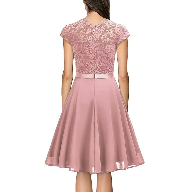 WHLBF Summer Dress for Women Vintage Floral Lace Chiffon WHLBF Summer Dress for Women Vintage Floral Lace Chiffon