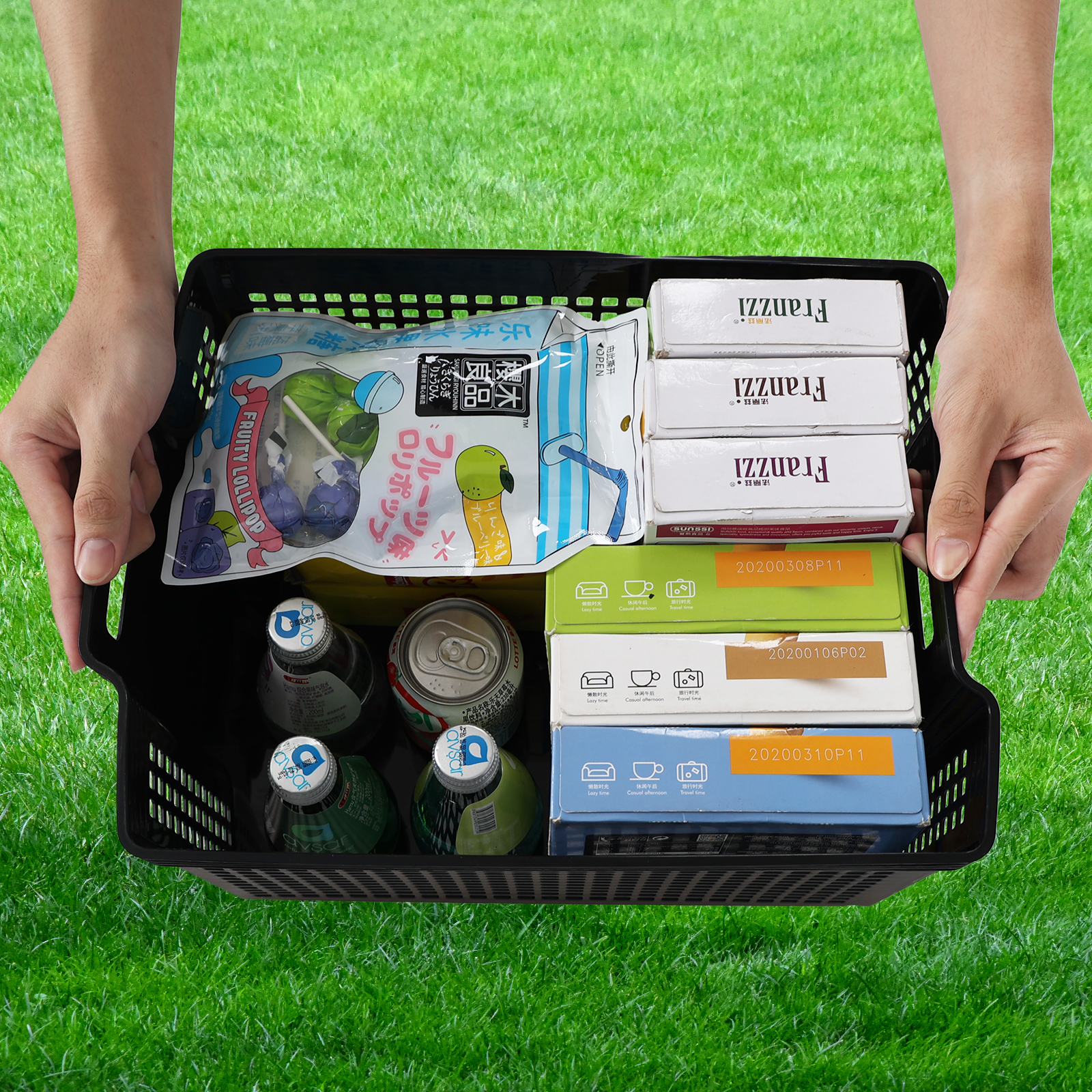Gloreen 6 Pack Large Plastic Basket for Organizing, Black Stackable Storage Basket