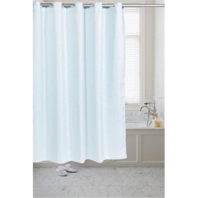 SCPRE-WAF-49 Pré Gaufres Crochetés Tissu Rideau de Douche & 44; Spa Bleu