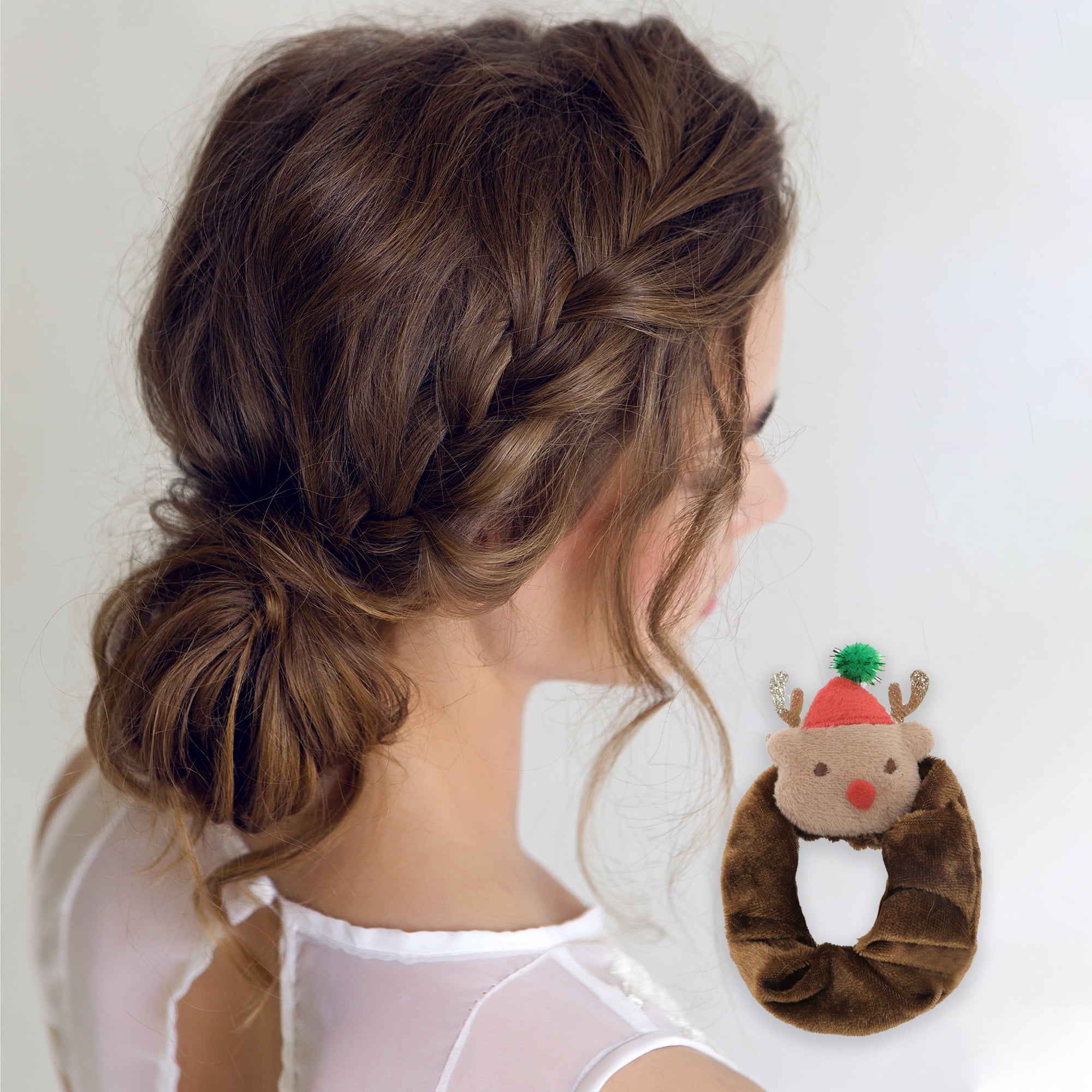NOMADIC NOOK Christmas Hair Hair Ties 6 Pcs Brown Red White Green