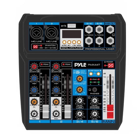 Pyle PMX44T - Professional 6-Channel Compact Audio Mixer - DC 5V Power Supply