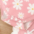 thumbnail image 6 of HESHENG Newborn Baby Girls Floral Summer Outfits Sleeveless Sling Romper Tops + Ruffle Shorts + Headband Clothes Set, Pink 0-3M(70), 6 of 9