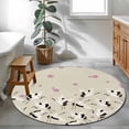 thumbnail image 4 of Round Rugs 3 Ft, Japanese White Crane Non Slip Area Rugs for Kitchen Bedroom Entryway, Pink Cherry Blossoms Vintage Beige Washable Carpet Runner Rug Floor Mats for Bedroom Home Decor, 4 of 9