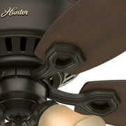 Hunter - Builder Indoor Low Profile Ceiling Fan With Light, 52-inch, New Bronze, Traditional-style, 3-speed WhisperWind Motor, 53327, for Living Rooms, Bedrooms
