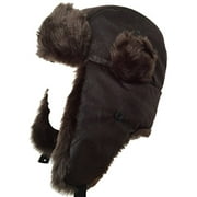 Broner Brown Faux Fur Trooper Hat Weather Faux Leather Aviator Winter