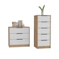 thumbnail image 2 of Aniston 2 Piece Bedroom Set, Kaia 3 Drawer Dresser + Kaia 5 Drawer Dresser, White / Pine, 2 of 6