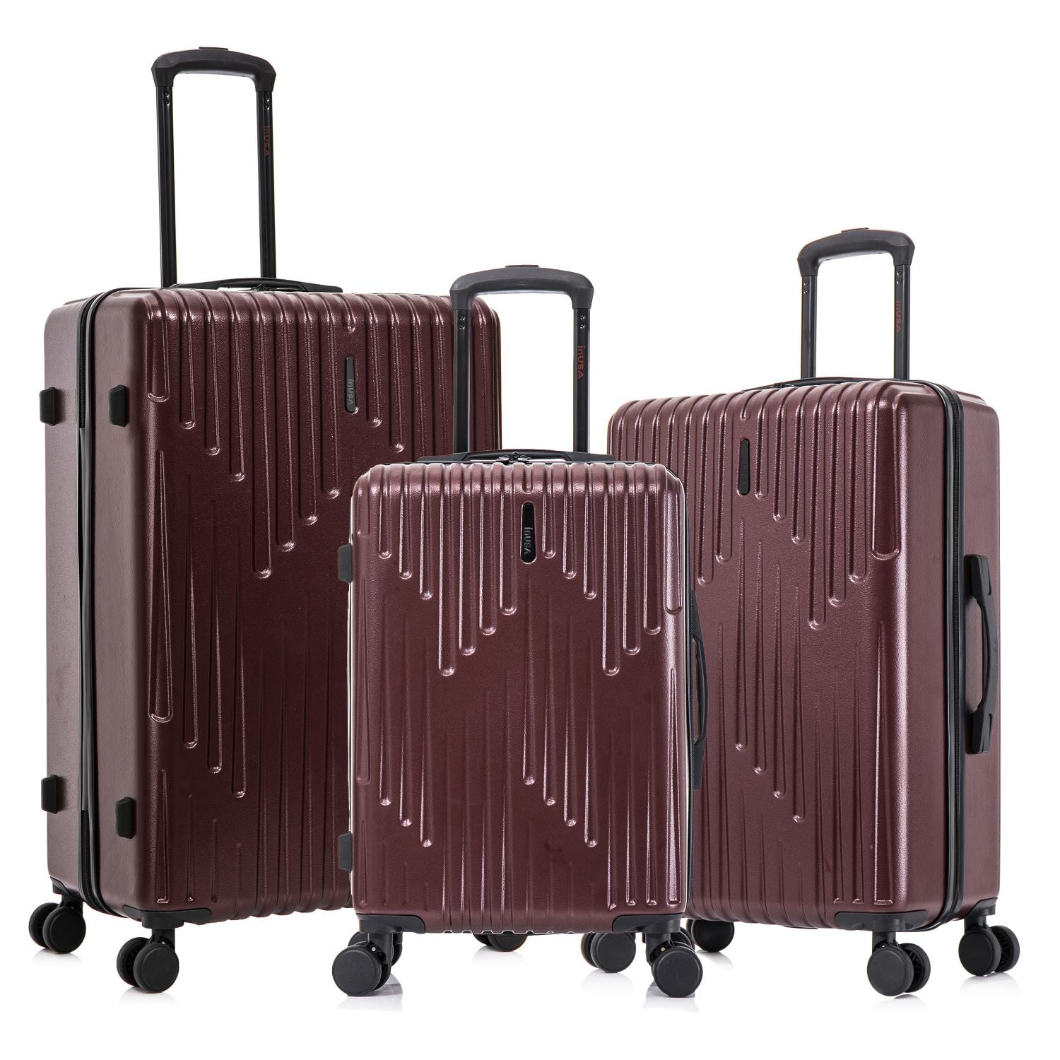 InUSA DRIP 3-Piece Hardside Luggage Sets with Spinner Wheels, Handle and Trolley, (20"/24"/28"), Wine