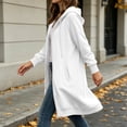 thumbnail image 6 of Women's Zip‑Up Hooded Long Cardigan, Drawstring‑Adjustable Hood, Full‑Zip and Side‑Slit Pockets, Ribbed Sleeve Cuffs, Loose‑Fit Neighborhood‑Walk Outerwear White M, 6 of 7