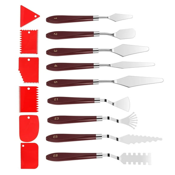 CSYANXING Palette Knife Set Wood Handles Stainless Steel Blades for Acrylic Oil Painting Mixing Spreading Impasto Texture and Detailing
