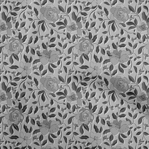 oneOone Polyester Spandex Gray Fabric Floral Retro Sewing Material Print Fabric By The Yard 56 Inch Wide
