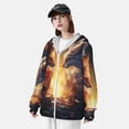 thumbnail image 5 of Goofa Red And White Flame Fox Printed Women's UPF 50+ Sun Protection Hoodie Jacket Lightweight Long Sleeve Sun Shirt for Women with Pocket Hiking Outdoor-Small, 5 of 9