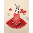 thumbnail image 2 of Arvbitana Infant Baby Girl Valentine 's Day Outfit Halter Romper Heart Tutu Dress Sleeveless Backless Jumpsuit Bodysuit with Headband, 2 of 9