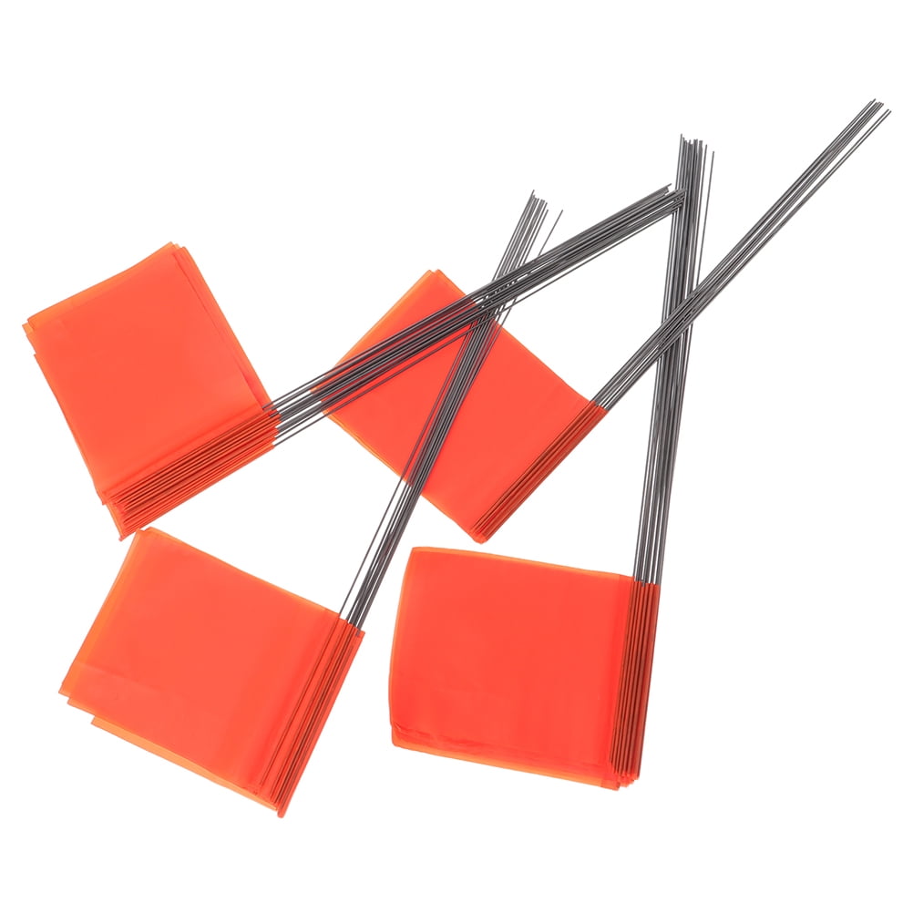 Masteelf Durable Steel Wire and PVC Lawn Marking Flags for Decor Bright Orange Color Suitable for Yard Garden and Construction 100Pcs