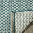 thumbnail image 4 of SAFAVIEH Courtyard Blair Checkered Indoor/Outdoor Area Rug, Turquoise/Light Grey, 5'3" x 5'3" Round, 4 of 7