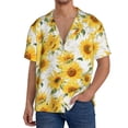thumbnail image 7 of Lsque Artistic Marble Pattern Sunflower print Men's Cuban Collar Short Sleeve Shirt Summer Beachwear Casual Button Down Fashionable Vacation Leisure Shirt-3X-Large, 7 of 7