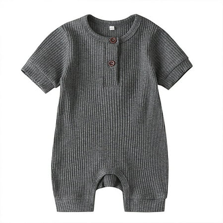 

huanledash Romper Toddlers Romper Ribbed Breathable Cotton Short Sleeve Baby Bodysuit for Birthday Party