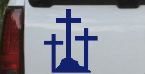 3 Crosses on hill cross Funny Vinyl Decal Sticker Car Window laptop tablet 11" 