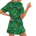 thumbnail image 2 of Jeiento Xmas Comfy Pajamas for Women Set Casual Short Sleeve Lounge Set Two Piece Pajamas Set Lounge Wear with Pocket Christmas Lights Pajama Short Sets for Leisure Night, Green, Size 2XL, 2 of 7