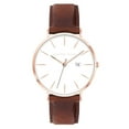 thumbnail image 1 of Alfred Sung Metropolitan Date Cadran Blanc Boîtier Rosegold Bracelet en Cuir Marron Montre, 1 of 3