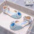 thumbnail image 6 of WERYOUNG Girls Sandals Summer New Fashion Versatile Pearl Bow Flat Sole Princess Shoes Baby Versatile Party School Sandal,Blue,4.5-5 Years, 6 of 8
