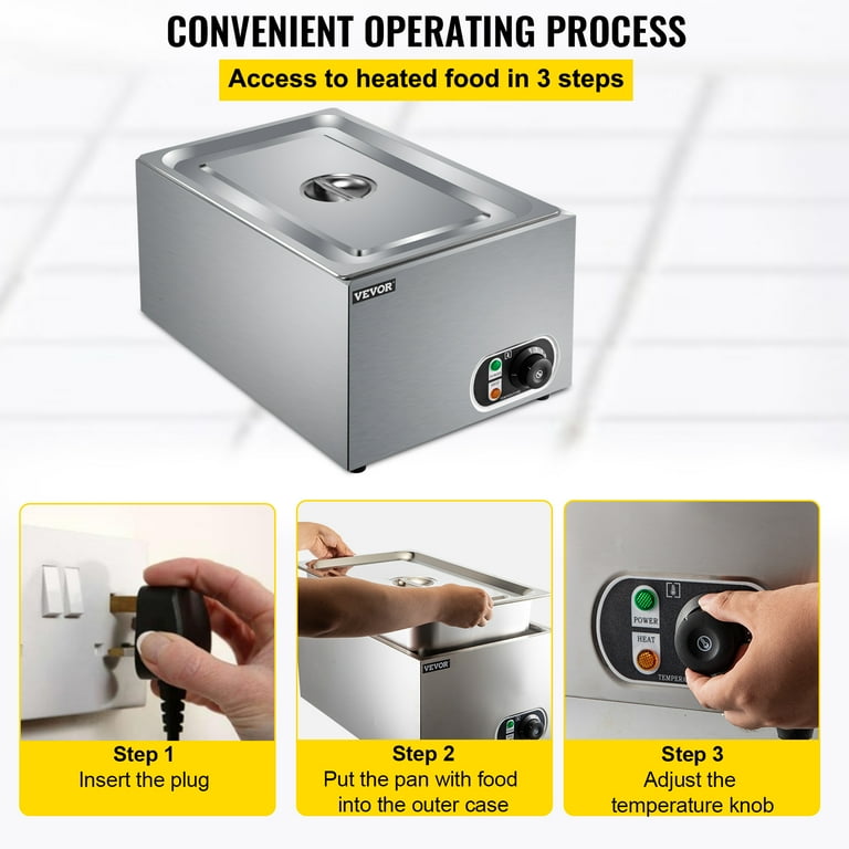 VEVOR 10-Pan Commercial Food Warmer 120 qt. Electric Steam Table