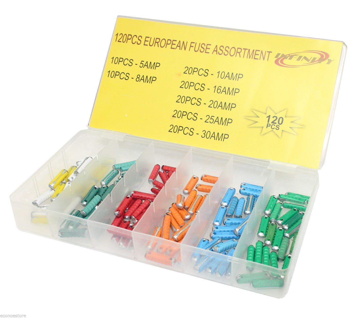 6 Piece Car Mini Fuse 40 AMP ATM Color Coded Emergency Replacement Kit 