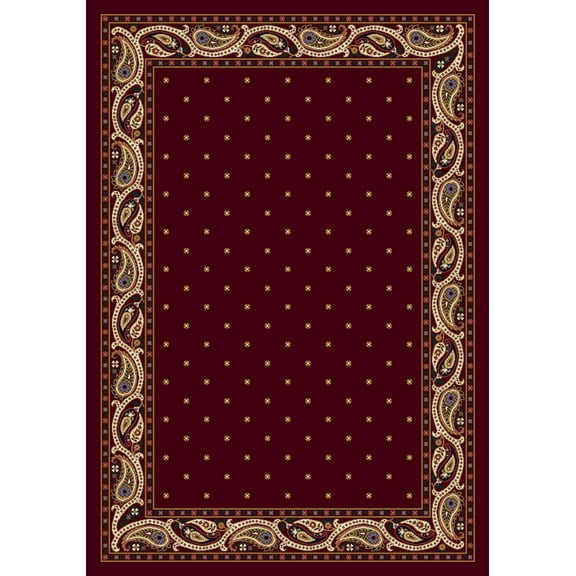 Milliken Innovations Area Rug PAISLEY GARNET Paisley Garnet Dotted Diagonals 2' 1" x 7' 8" Runner