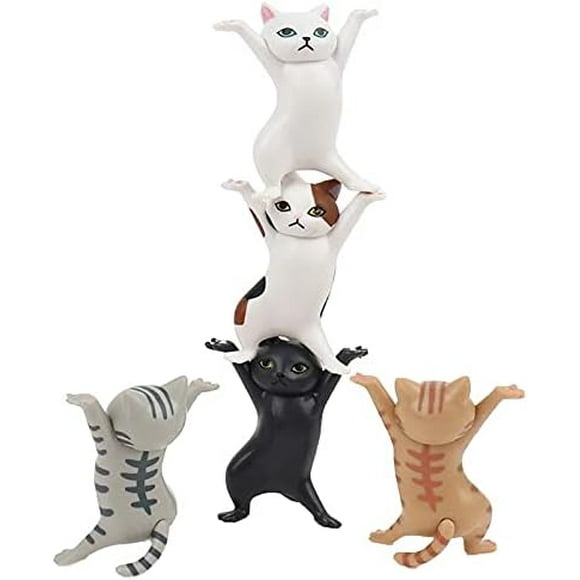 Kattgåvor för kattälskare, Kattpennväxlare, Mobiltelefonhållare, Kreativa och intressanta gåvor (5 katter set)
