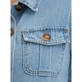 thumbnail image 5 of INSPIRE CHIC Women's Jean Jacket Crop Button Down with Pockets Casual Short Sleeve Denim Shirt M Light Blue, 5 of 6