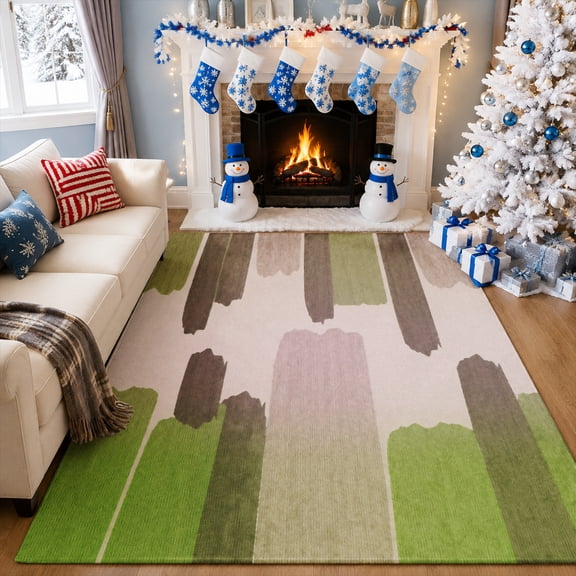 Gelasgo Abstract Brushstroke Velvet Area Rug, Modern Artistic Pattern Decorative Carpet, Soft Indoor Floor Mat for Bedroom Living Room Office Dorm Home Decor