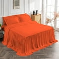 thumbnail image 3 of 4 Piece Long Ruffle Sheet Set, 30" Inch Long Ruffle On Corner Of The Flat Sheet, 21 Inch Deep Pocket, 100% Egyptian Cotton, 800 TC, Cal King Size, Solid Orange, 3 of 9