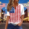 thumbnail image 2 of WEIWEN 4th of July Outfits for Women 250th Anniversary USA Shirt July 4th Tshirts 3/4 Length Sleeve Womens Tops Patriotic Shirts for Women V Neck Graphic Tees White, XL, 2 of 5