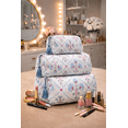 thumbnail image 4 of Floral Quilted Cosmetic Bag Set for Women, Pack of 3 Makeup Organizer Pouches, Travel Toiletry Storage Zipper Bags, 4 of 5