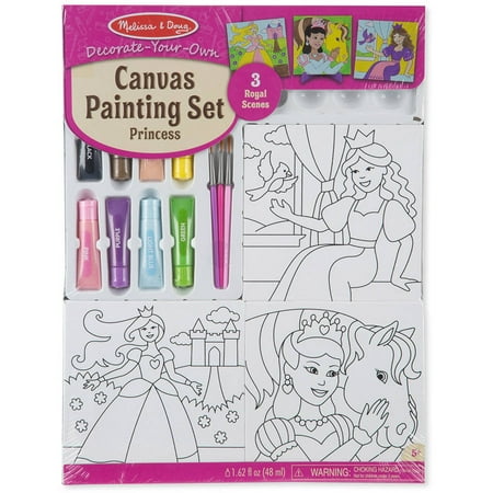 Melissa & Doug Canvas Painting Set: Princess - 3 Canvases, 8 Tubes of Paint