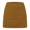thumbnail image 3 of ZACPNCV Girl's Skorts Tummy Control Skorts Dressy Casual High Waist Athletic Shorts Skirts Brown 8-9 Years, 3 of 7