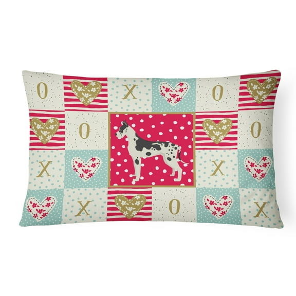 Carolines Treasures CK5932PW1216 Great Dane Love Canvas Fabric Decorative Pillow, 12H x16W, multicolor