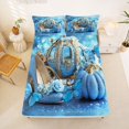 thumbnail image 5 of Manfei Princess Pumpkin Carriage King Sheets,Blue Dreamy High Heels Bedding,4 Pieces,1 Flat Sheet,1 Fitted Sheet and 2 Pillowcases, 5 of 6