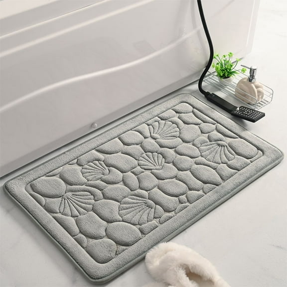 sruoe Bath Rugs, Bath Mats for Bathroom Floor, Bathroom Rugs, Non Slip WaterAbsorbent Stain Resistant Bath Mats, Polyester Mat, Bathroom Door Mat Household Use, Gray