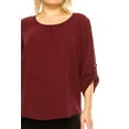 thumbnail image 5 of Women's Plus Size Casual Round Neck Top with Button Tab Sleeve, 5 of 6