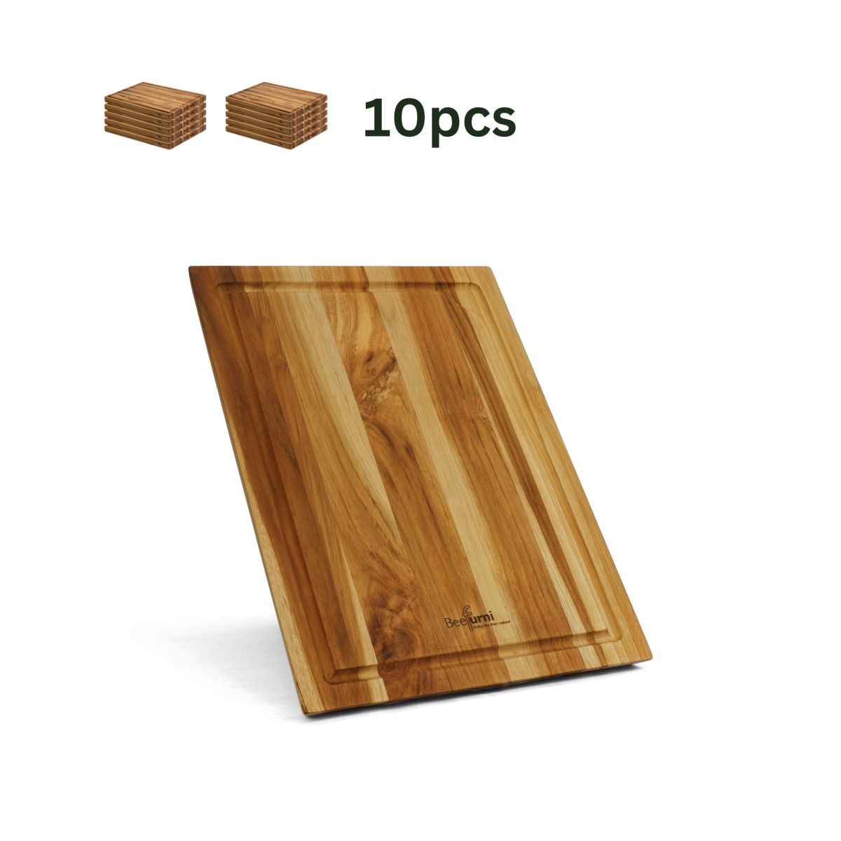 Teak Cutting Board, Reversible Chopping Serving Board with Juice Groove