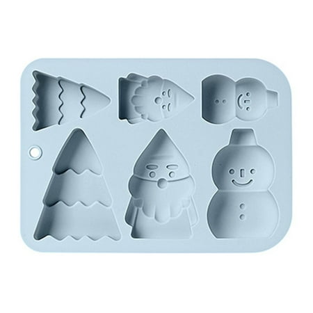 

1PC 6 Cavities Christmas Snowman Silicone Mold Santa Claus Tree Chocolate Cake Mold Christmas Theme Holiday Decoration Baking Tools BLUE