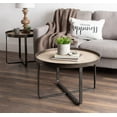 thumbnail image 2 of Kate and Laurel Zabel Ferme Moderne Table Basse Ronde avec Base en Croix de Fer Forgé Noir et Insert en Bois Fini en Chêne Blanc, 2 of 2