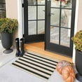 thumbnail image 6 of Front Door Mat, Black and Beige Striped Porch Rug, Outside Entrance Washable Doormat Indoor Outdoor Entry Rug Small Layered Rugs for Entryway Kitchen Front Porch Decor, 6 of 7