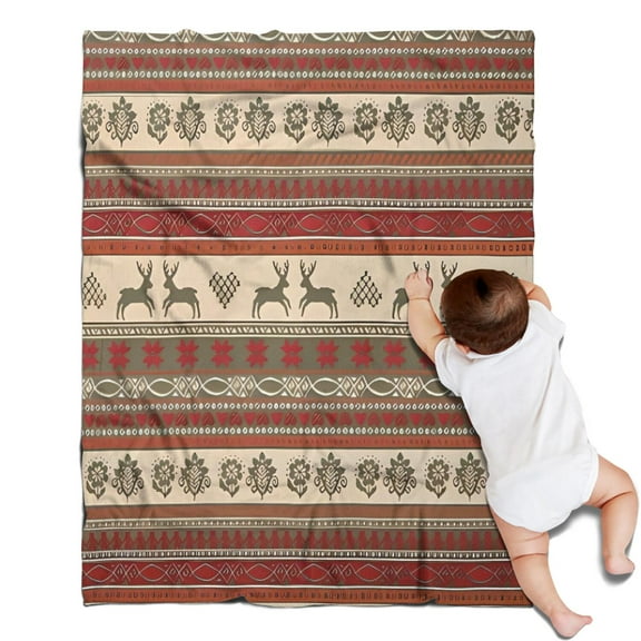 Red and Brown Christmas Pattern Blanket,Comfortable Soft Flannel Throw Blanket,All Season,Warm Lightweight Blankets for Sofa Bed Couch Living Room Chair,30"x40"