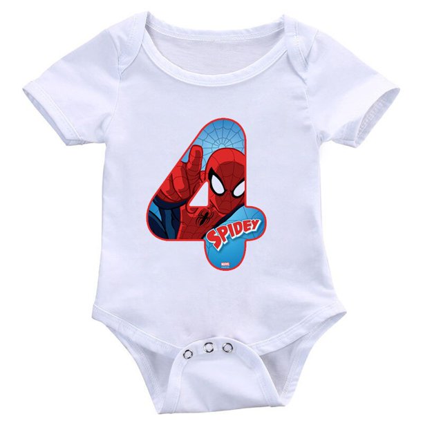 Pelele de verano para bebés y niñas, Ropa de manga corta, peleles con estampado de número 1-9 de Spiderman de dibujos animados para recién nacidos, mono infantil, Ropa Bebe24M Gao Jinjia LED