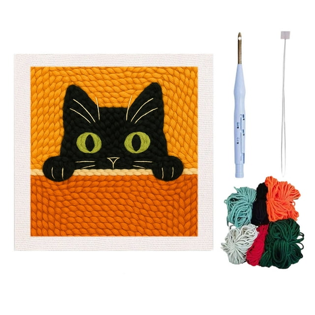 zhangmingg Complete DIY Punch Needle Embroidery Art Kit for Beginners with Frame Tools and Wool Threads for Home