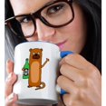 thumbnail image 2 of 3dRose, Funny Cool Sea Otter Drinking Beer Cartoon, 11oz Two-Tone Blue Mug, 2 of 7