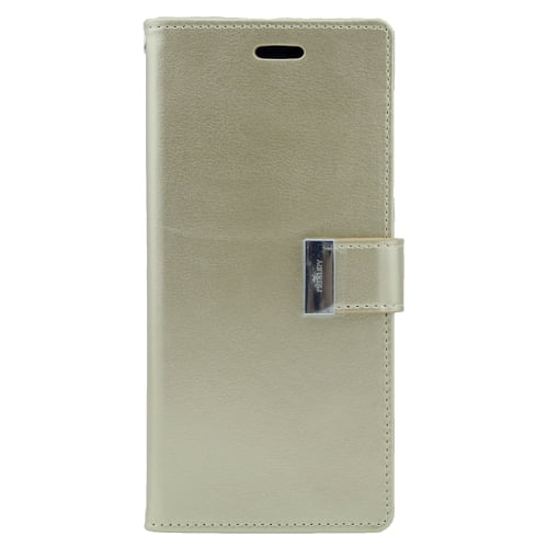 TopSave Goospery RICH MAX(6) Card Holder Leather Folio Wallet Flip Case For iPhone XS Max(6.5"),Gold