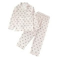 thumbnail image 4 of felwors Kids Baby Toddler Girls Satin Silk Pajamas Set Long Sleeve Button Down Shirts Tops Pants Fall Pjs Lounge Sleepwear (Beige,3-4 Years), 4 of 4